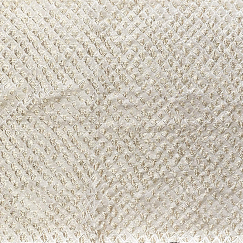 Halpern Fabric | Shiny Diamond Embossed Jacquard Fabric | Drapery & Curtain Fabric, Champagne