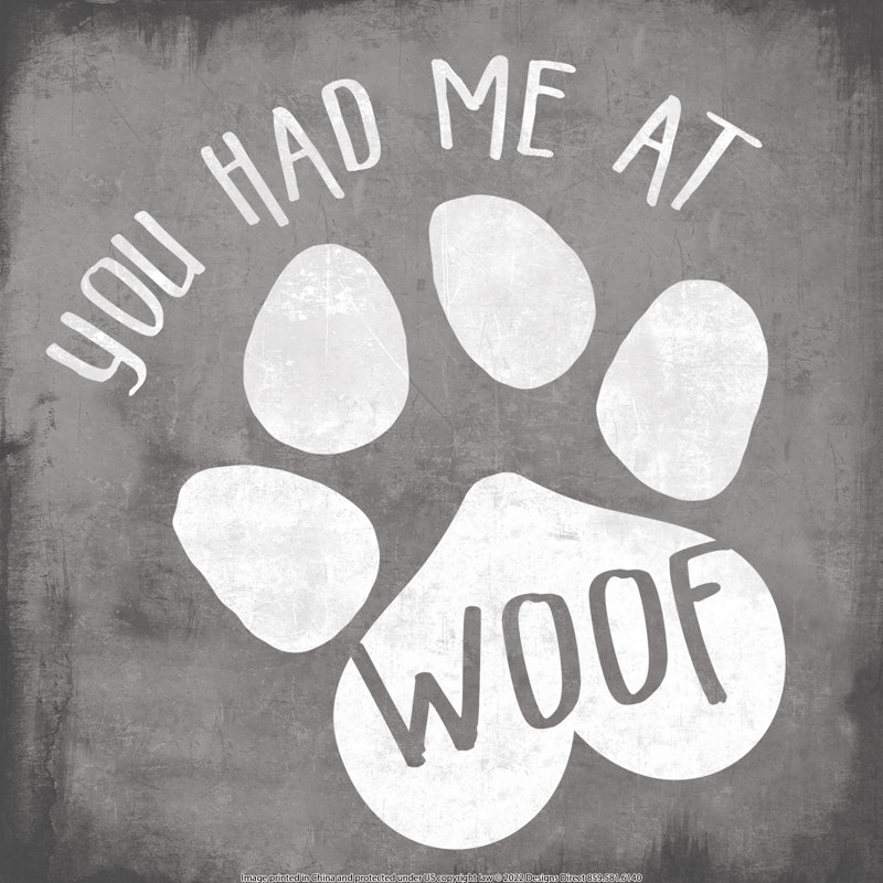 Had Me At Woof Grey - Wrapped Canvas Print, 30cm H x 30cm W