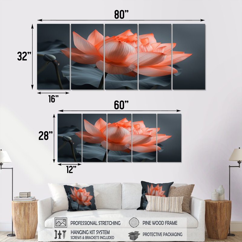Gerken - lot d'art mural lotus, H 32 po x l 80 po