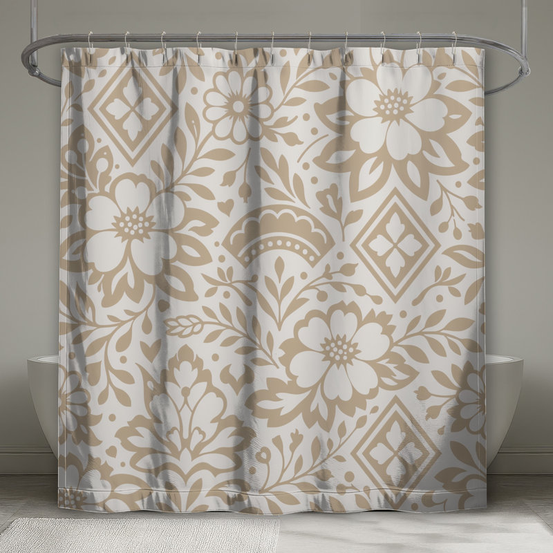 Rideaux de douche beige à motif floral très longs, 70in W x 84in H