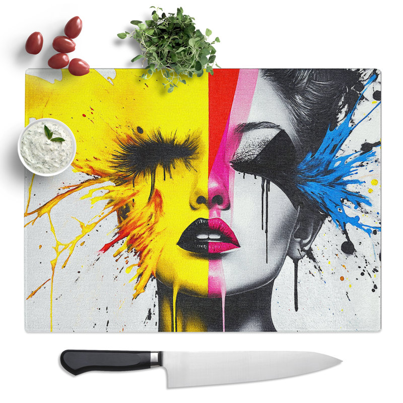 Colour Splash Woman  Glass Chopping Board