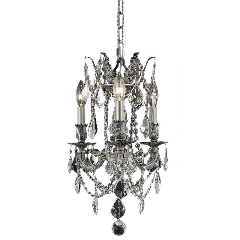 Lustre classique / traditionnel à 3 lumières de style bougie avec détails en cristal Ashmin