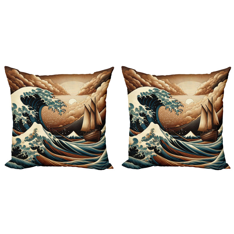 429474_Ambesonne Housse de coussin nautique 2Pack, H 16 po x l 16 po