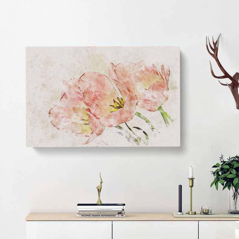 Pink Tulip - Wrapped Canvas Print, 40cm H x 60cm W x 3cm D