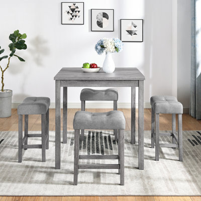 Dining Table, Bar Table And Chairs Set, 5 Piece Dining Table Set, Industrial Breakfast Table Set, For Living Room, Dining Room, Game Room