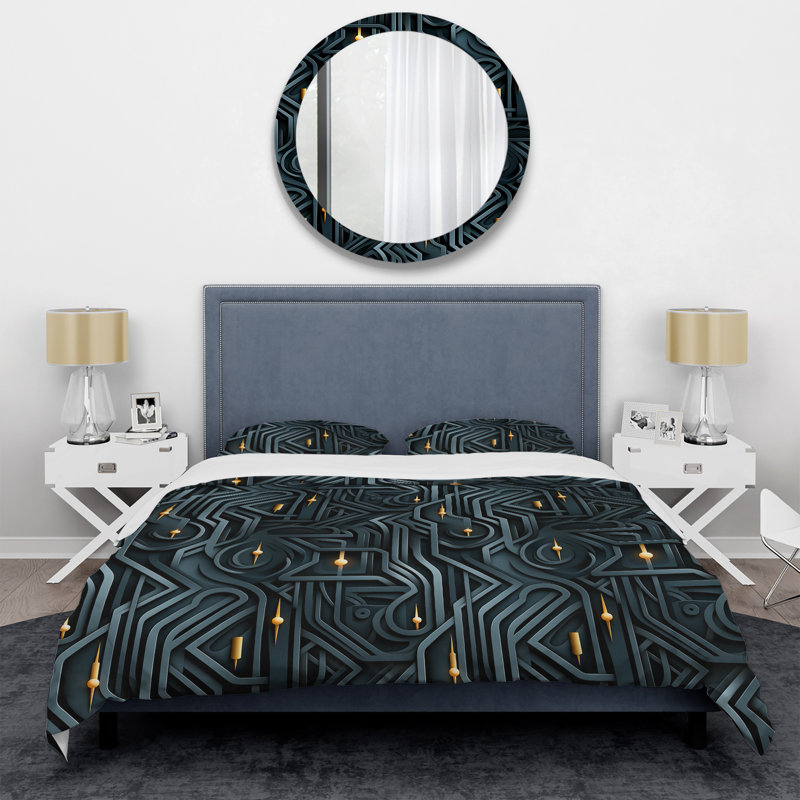 Ensemble de housse de couette Black Enigmatic, Housse de couette simple + 1 taie décorative stan