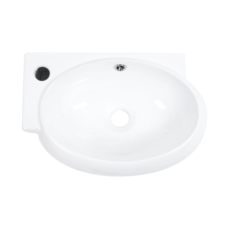 White Ceramic Wall Mounted 16X11 Inch Bathroom Sink, Rectangular, Acid , Stain Low Water Absorption, Smooth Surface, Mounting Parts Resistance, Equipment