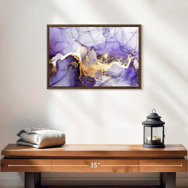 Mauve brume mauve, 19 po x 13 po, Cadre flottant en noyer