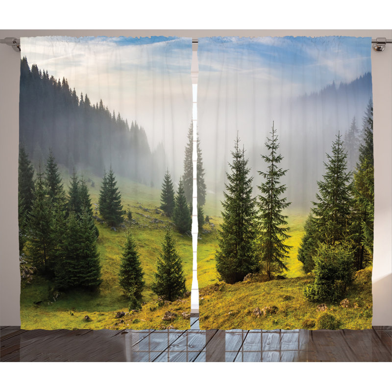 Forest Semi-Sheer Rod Pocket Curtain Panels, 54" x 63"