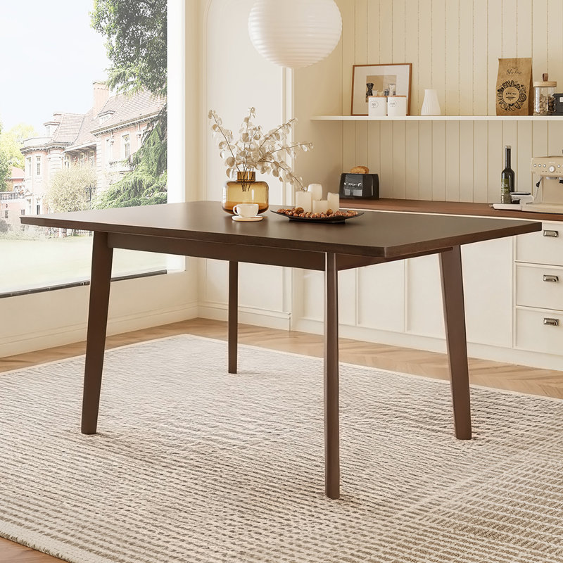 Spacious 60" Walnut Wood Dining Table, Rustic Farmhouse Style For Kitchen & Dining