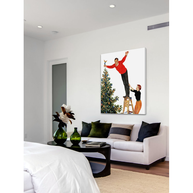 Reproduction sur toile tendue "Topping the Tree" par John Falter, H 48 po x l 40 po