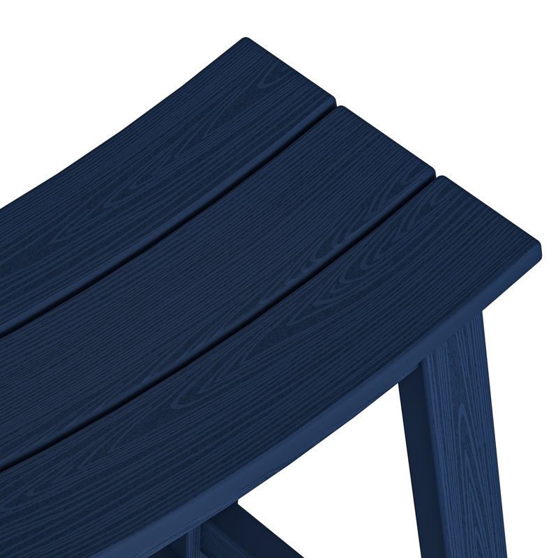 Wood-Look HDPE Bar Stool, Navy Blue