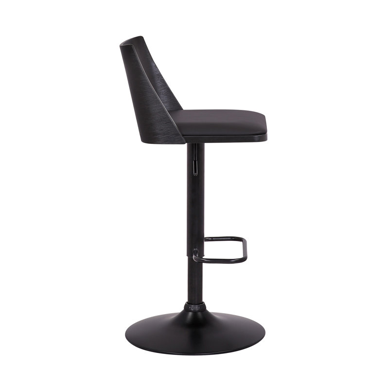 Chaise de bar pivotante en similicuir de 42 po à hauteur réglable avec repose-pieds, Noir