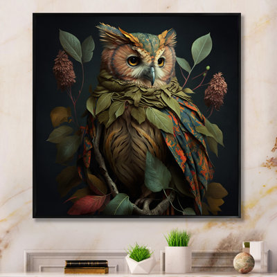 Hibou de forêt tropicale - art encadré de hibou