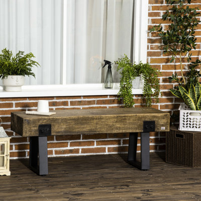 Banc polyvalent en béton rustique avec pieds en métal pour patio