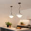 Luminaire suspendu en céramique 1 lumière noir et blanc mat avec abat-jour en verre givré - E26, cordon réglable de 48 po, à intensité variable