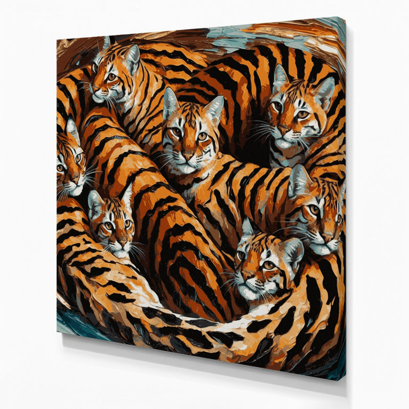 «Cats Toyger», art mural sur toile noire, H 16 po x l 16 po