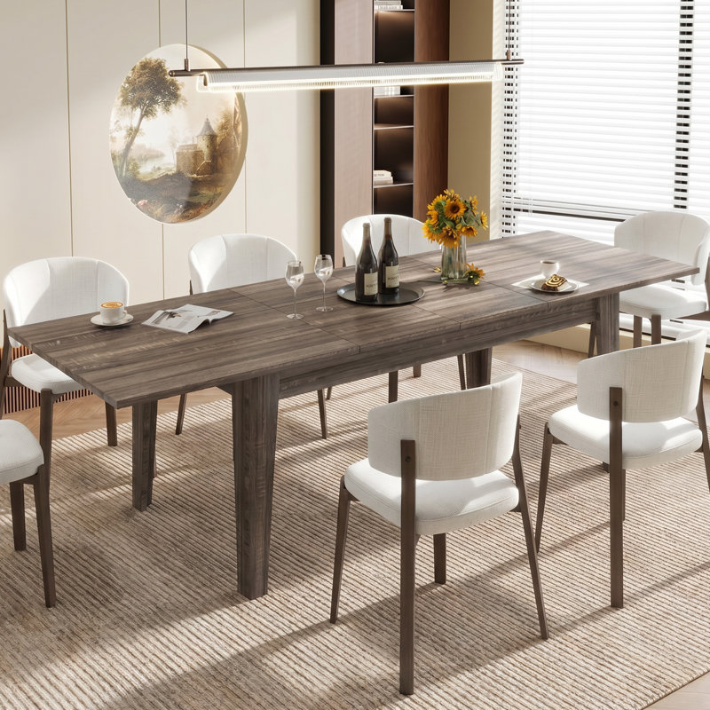 Grande table de salle à manger extensible 71 "à 106,6" pour 6 à 8 personnes, Chêne foncé