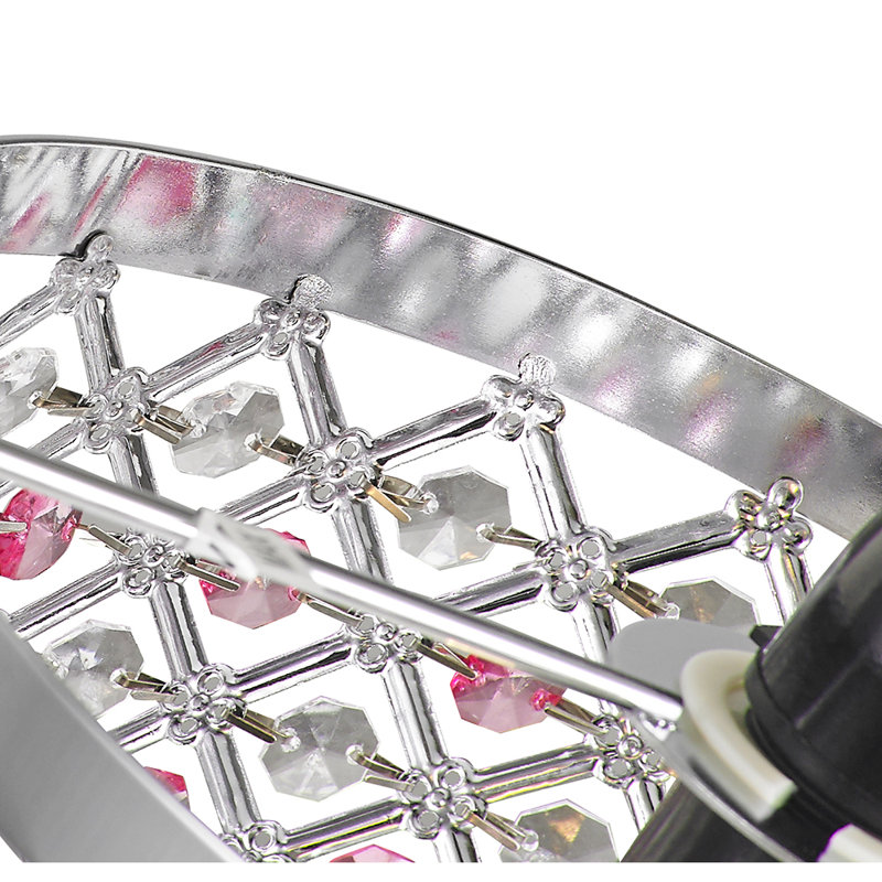 Modern Sparkly Ceiling Pendant Light Shade with Beads, Chrome/Pink