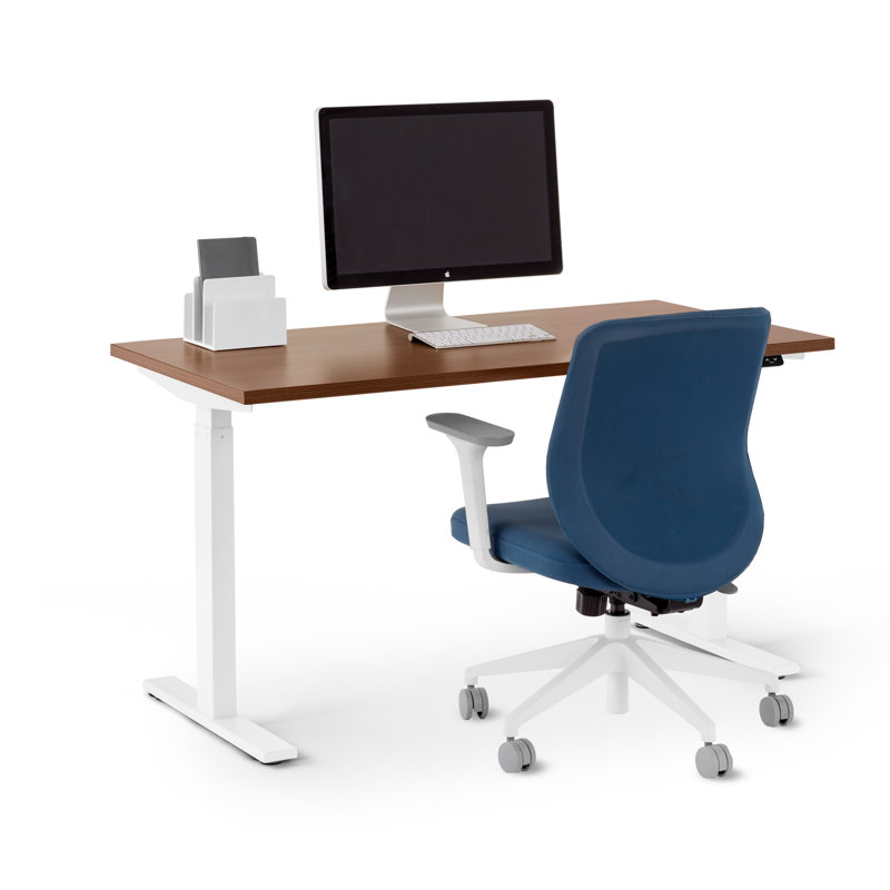 Series L 2S Adj Ht Sgl Desk, Walnut/White, 48" H x 47.25" W x 27" D