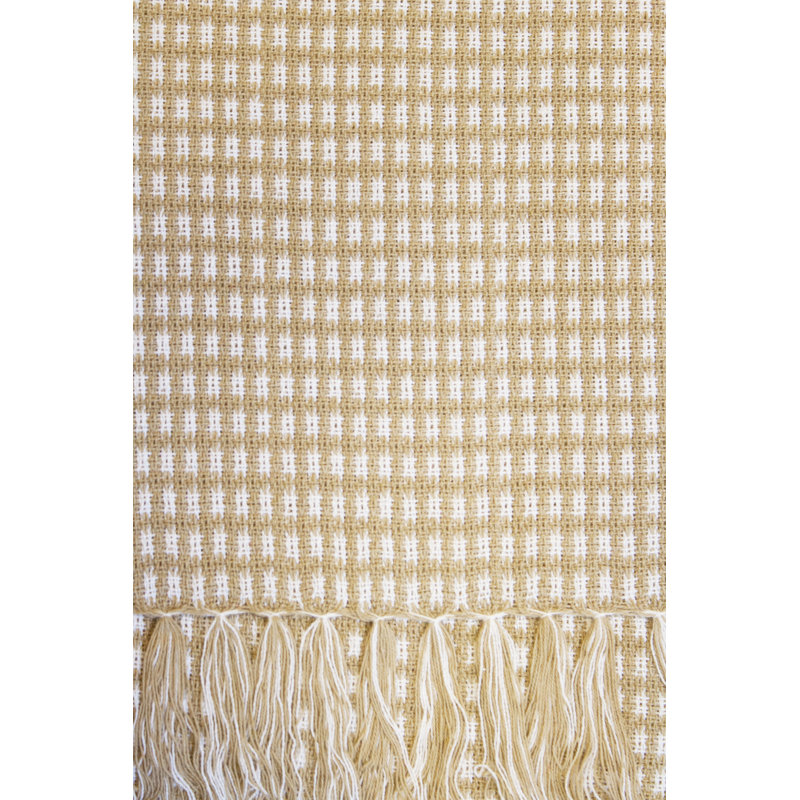 Chesnut Gingham 100% Cotton Tablecloth, 102" x 60", Ecru