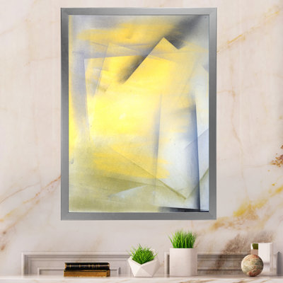 «Grey and Yeollow Abstract Merging» - Décoration murale moderne et contemporaine en toile