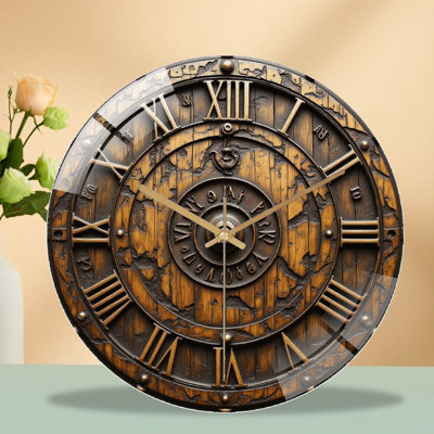Vintage Roman Numerals Decorative Wall Clock Art - 12'' Modern Glass Wall Clock