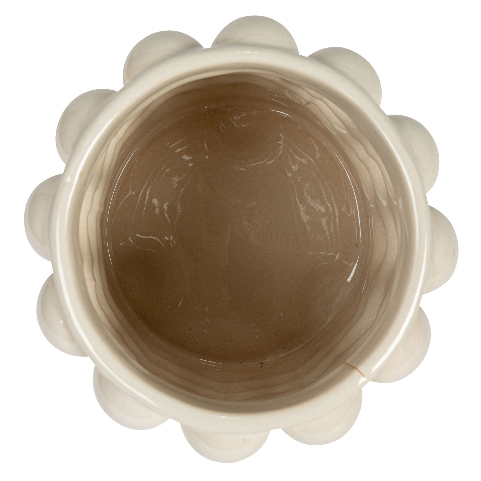 Stoneware Kitchen Canister, 8.25" H x 6" W x 6" D, Cream/Brown