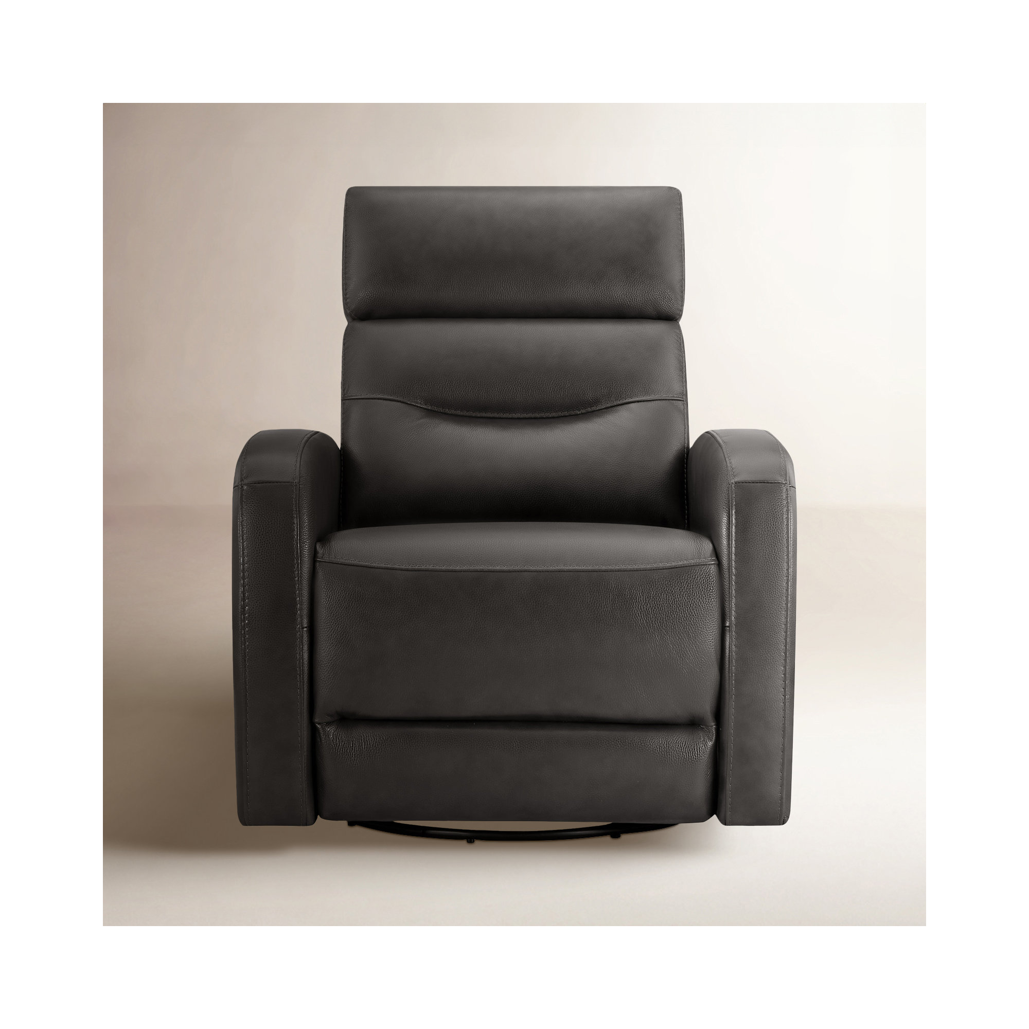 Sia Geniune Leather Swivel Power Recliner, Impression Dark Grey Top Grain Leather