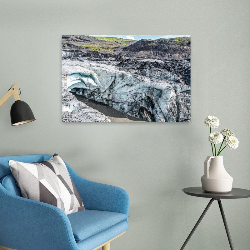 Glacier, cascade, Islande, art mural contemporain, H 16 po x l 24 po