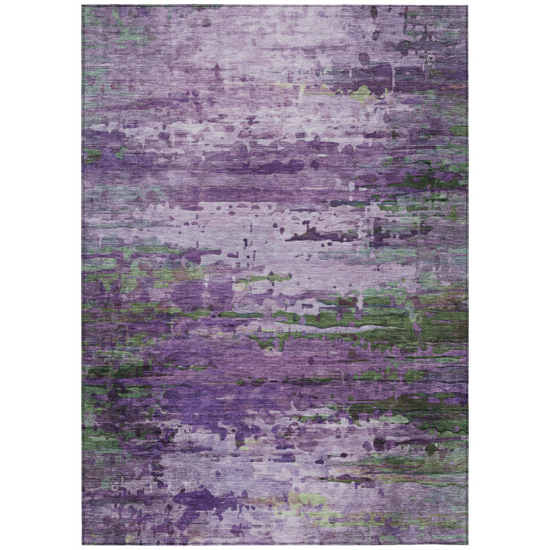 Machine Washable Indoor/Outdoor Xhevrie Purple Rug, Rectangle 10' x 14'