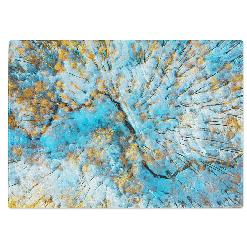 Tempered Glass Stream Through a Winter Forest Chopping Board, 39 cm W x 28.5 cm L