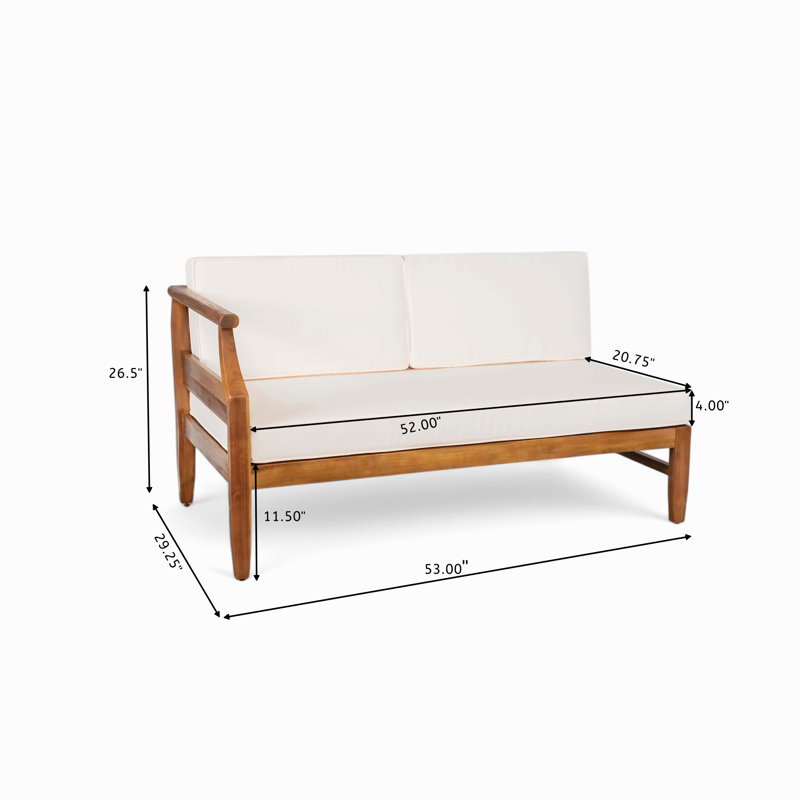 Ensemble de canapé 4 places à gauche et à droite en bois d'acacia, Beige
