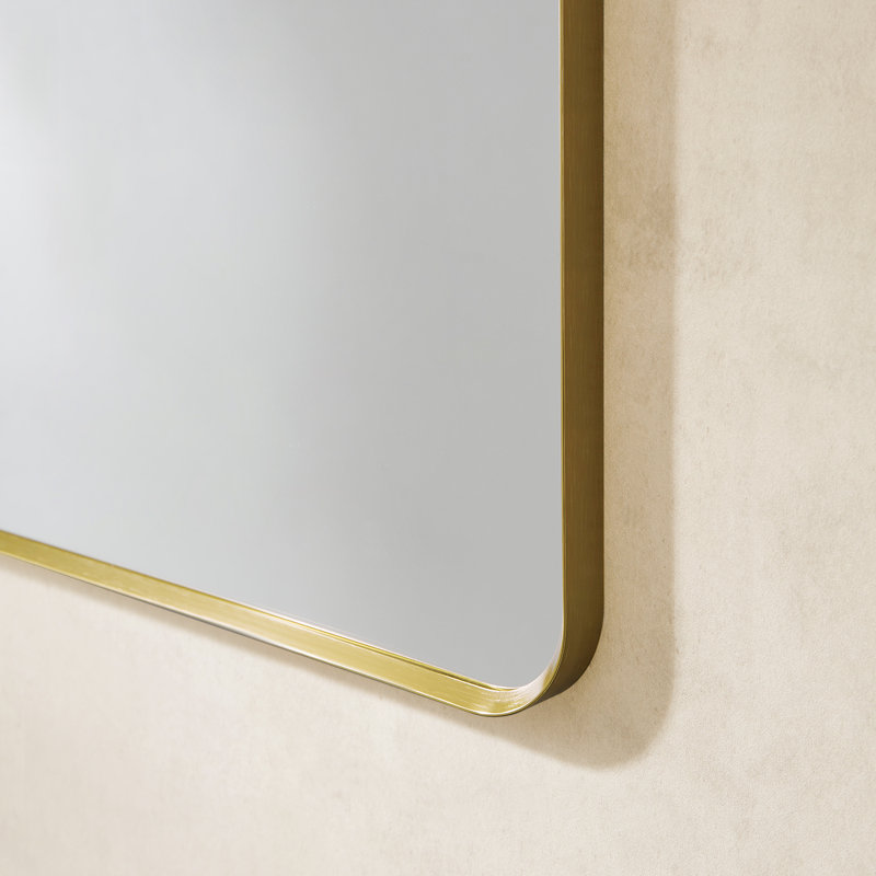 Metal Flat Wall Mirror, 36" H x 24" W, Gold