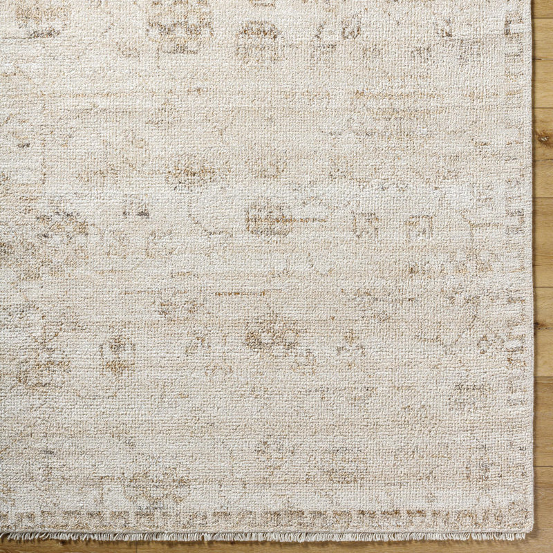 Cannes Hand Knotted Vintage Look Area Rug in Ivory, Runner 2'6" x 8'