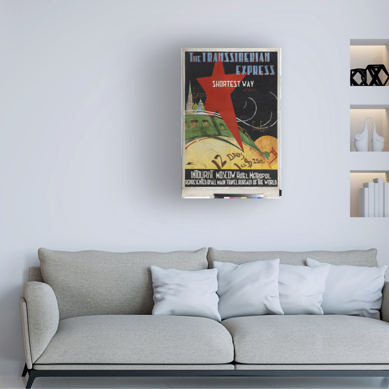 «Max Litvak Transsiberian Express», art sur toile de 1930, H 19 po x l 12 po