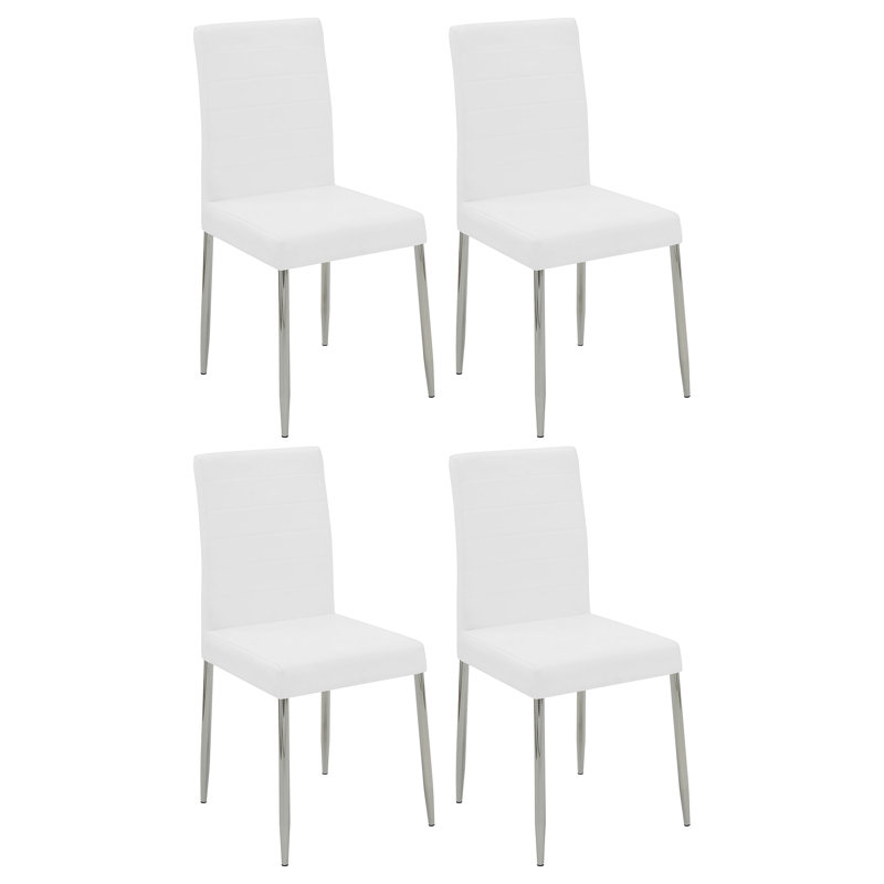 Chaise de salle à manger rembourrée Chu, Similicuir blanc