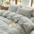 DONEUS Striped Duvet Cover Set 100% Washed Cotton Linen Like Soft Feelling Breathable Bedding-120141890-113054932