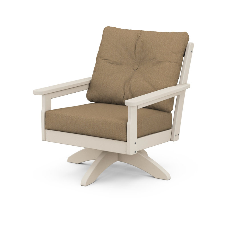 Lakeside Vineyard Deep Seating Swivel Chair, Sand, Sesame