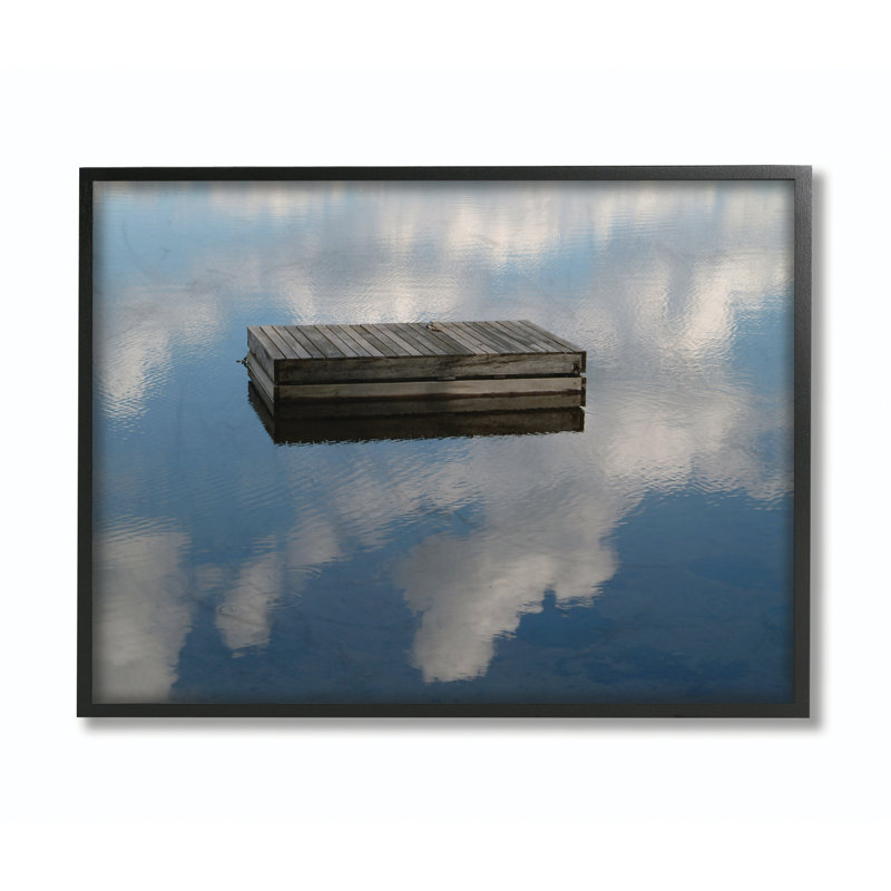 «Floating Dock Ocean Lake Landscape», impression, H 16 po x l 20 po x P 1,5 po, Giclée encadrée noir minuit