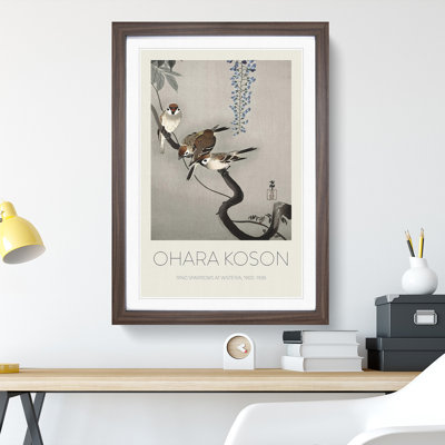 Sparrows At Wisteria by Ohara Koson - Single Picture Frame Print