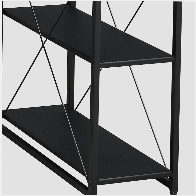 Bureau noir avec tablettes ouvertes et huche, Noir / Noir