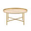 Table basse avec plateau en chêne et or