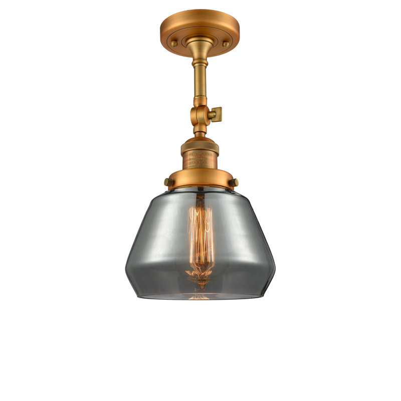 Rivka Glass Semi Flush Mount, No Bulb Included, Plated Smoked, Black Antique Brass