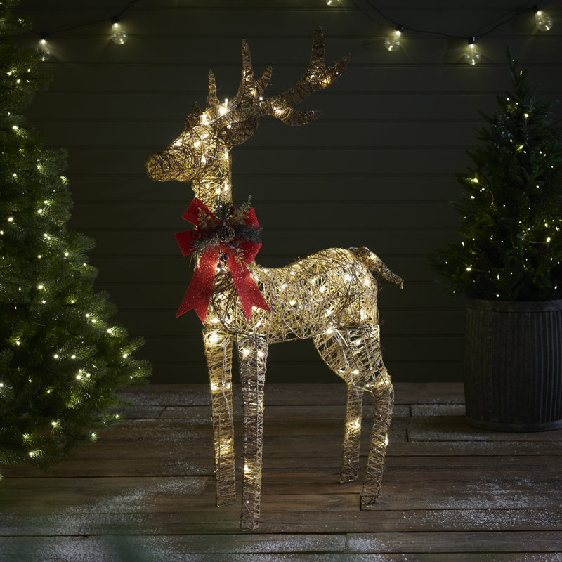 Gold Glitter Reindeer With LED Lights