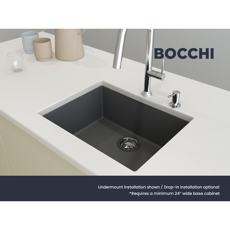 Campino 24'' L Single Basin Kitchen Sink, Concrete Gray