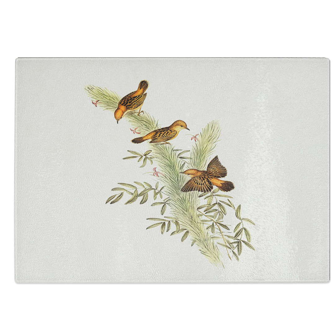 Tempered Glass Rufous-Headed Warblers by Elizabeth Gould Chopping Board