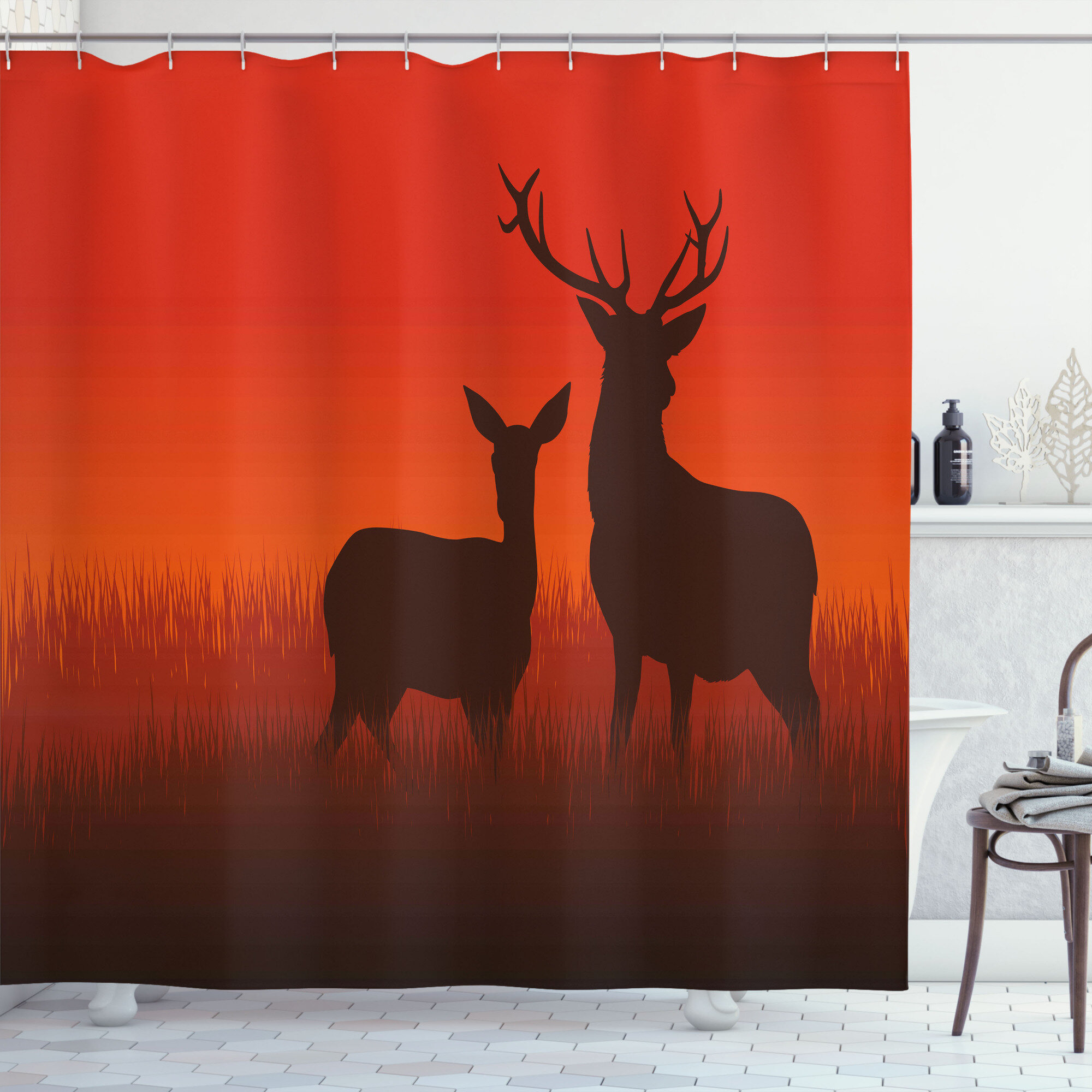 Hunting Shower Curtain Set + Hooks East Urban Home Size: 84 H x 69 W