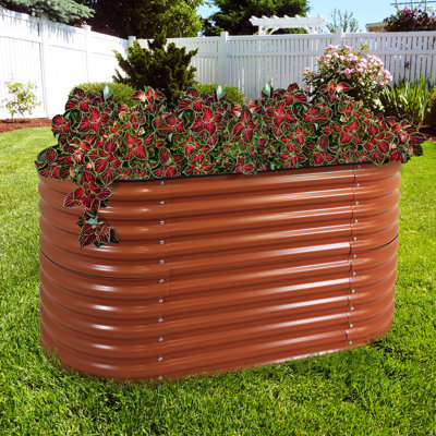 Lemark Oval Steel Stackable Raised Garden Bed - Brown - 63"