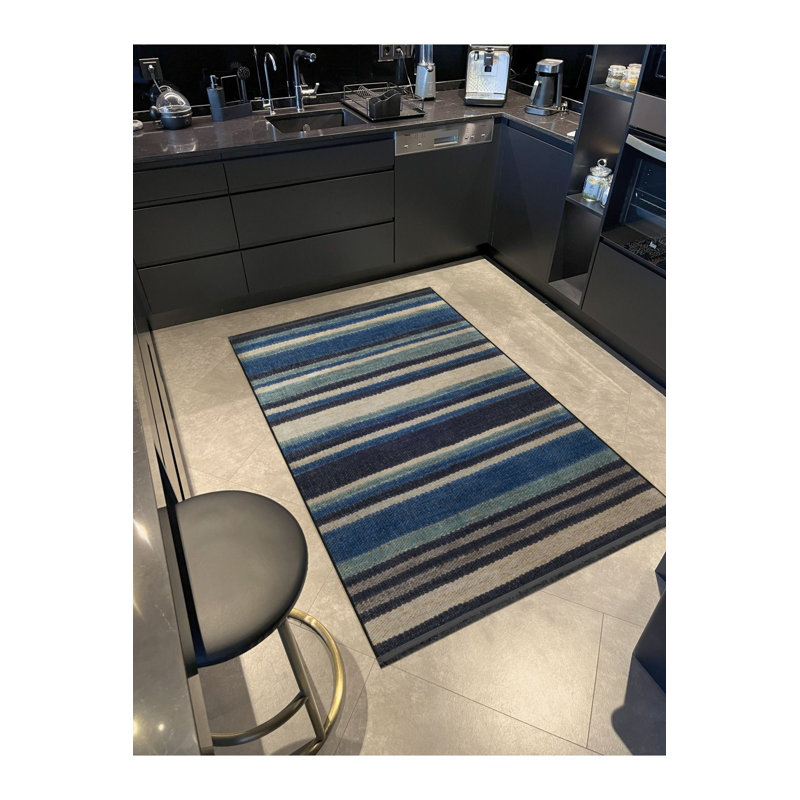 Tapis à rayures bleues, Sous-tapis rectangulaire de 3 pi 3 po x 4 pi 11 po
